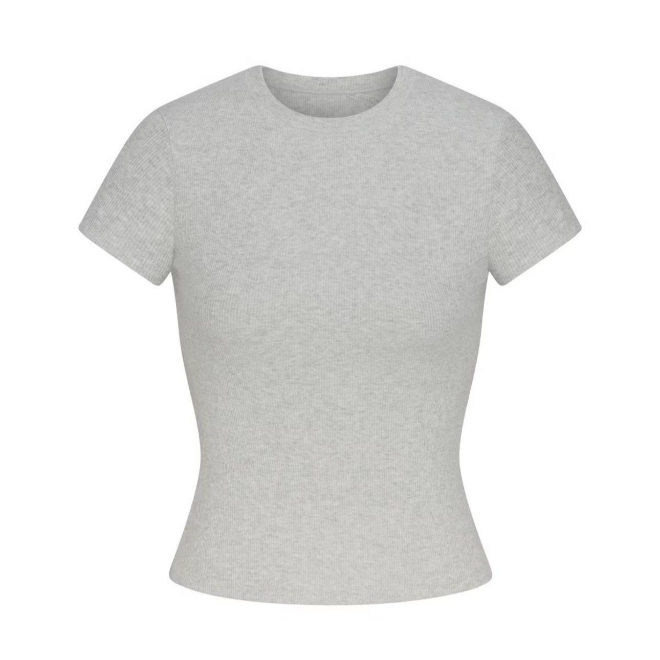 Skims Cotton Rib T-Shirt Light Heather Grey